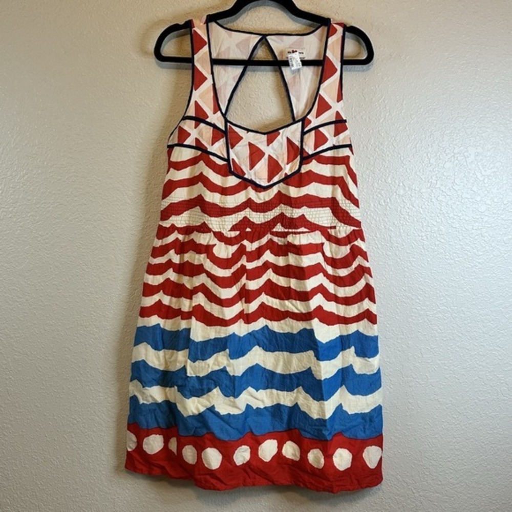 VTG Anthropologie Dress We Love Vera S Striped Pinup Nautical July Americana USA